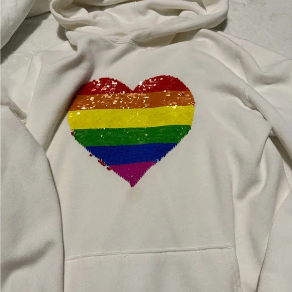 Abercrombie & Fitch Cream Hoodie with Red Heart - Picture 3 of 5
